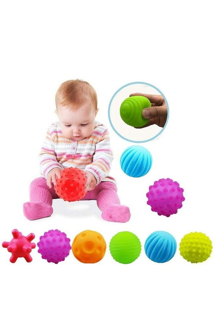 هابي بيبي مجموعه كرات استحمام للأطفال - مجموعة من 6 كرات ملونة مختلفة الأشكال، ناعمة الملمس ومثالية للمساج ولعب الأطفال الرضع والأكبر سنًا، تساعد على تنمية المهارات الحركية والبصرية._ العاب استحمام للأطفال ـ العاب اطفال مائيه ـ هديه للاطفال ـ لعبه تسليه للاطفال ـ العاب اطفال - Image 2