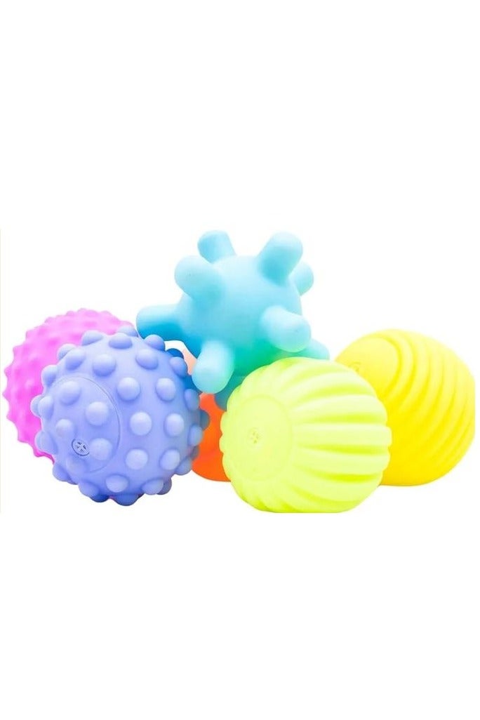 هابي بيبي مجموعه كرات استحمام للأطفال - مجموعة من 6 كرات ملونة مختلفة الأشكال، ناعمة الملمس ومثالية للمساج ولعب الأطفال الرضع والأكبر سنًا، تساعد على تنمية المهارات الحركية والبصرية._ العاب استحمام للأطفال ـ العاب اطفال مائيه ـ هديه للاطفال ـ لعبه تسليه للاطفال ـ العاب اطفال - Image 4