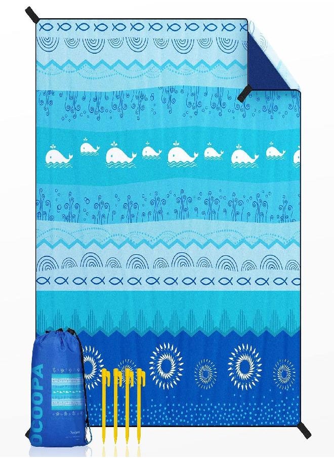 OCOOPA Diveblues Beach Blanket Waterproof Sandproof, 10'X 9' Extra Large, Soft And Durable, Sand Free, Light Weight And Portable, Perfect For Travel Camping, Beach Vacation, Marine Life Series 