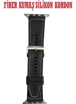 T-MAX Apple Watch Compatible (2,3,4,5,6,7,8,9 44-45-49 mm) Fiber Fabric Patterned Silicone Strap  - Image 4