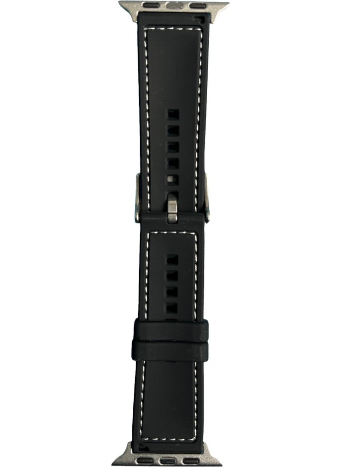 T-MAX Apple Watch Compatible (2,3,4,5,6,7,8,9 44-45-49 mm) Fiber Fabric Patterned Silicone Strap  - Image 5
