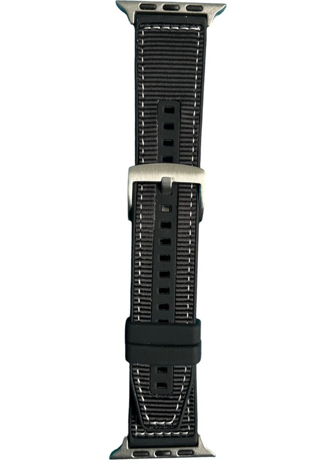 T-MAX Apple Watch Compatible (2,3,4,5,6,7,8,9 44-45-49 mm) Fiber Fabric Patterned Silicone Strap  - Image 1