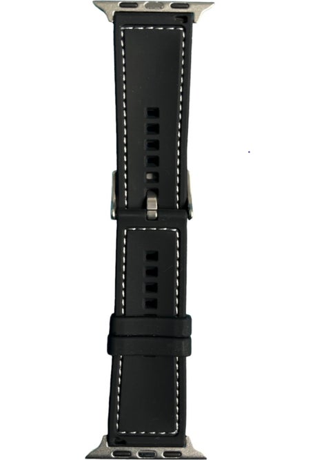 T-MAX Apple Watch Compatible (2,3,4,5,6,7,8,9 44-45-49 mm) Fiber Fabric Patterned Silicone Strap  - Image 2
