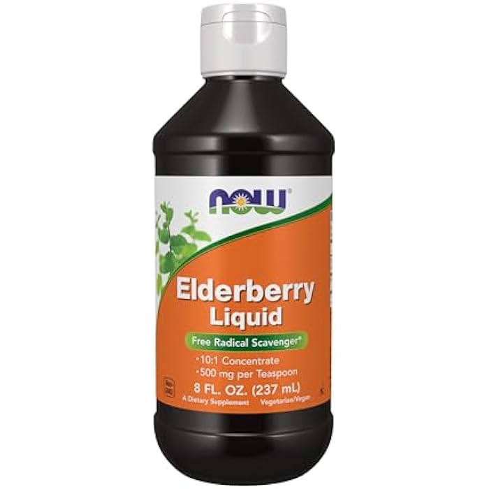 NOW Foods Supplements, Elderberry Liquid 500 mg, 10:1 Concentrate, Free Radical Scavenger*, 8-Ounce - Image 1
