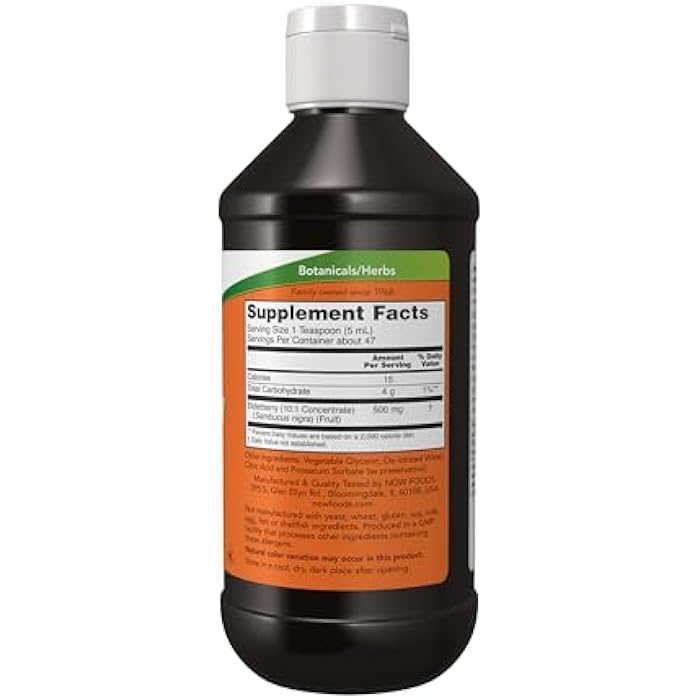 NOW Foods Supplements, Elderberry Liquid 500 mg, 10:1 Concentrate, Free Radical Scavenger*, 8-Ounce - Image 2