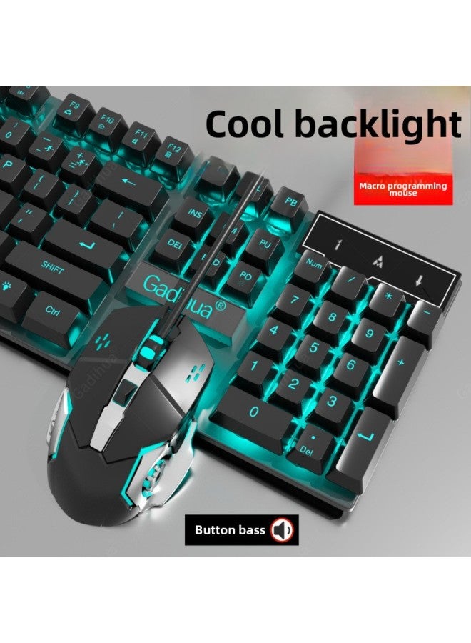 Mechanical Feel Wired Keyboard Mouse Suit Computer Notebook Universal Game E-sports Peripherals Two-piece Set Free Shipping-Color:Retro Round Key-black Upgraded Version  - Image 2