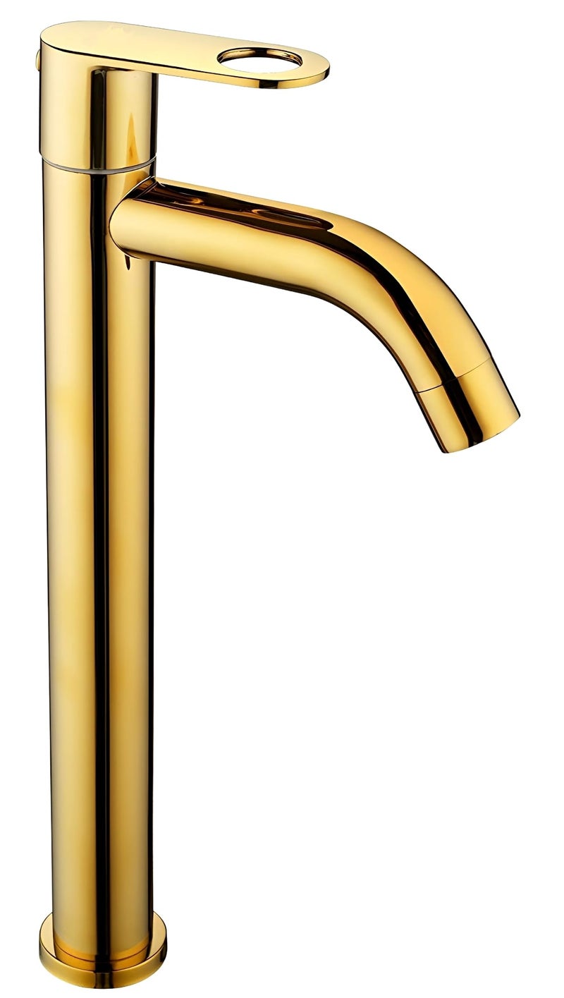 Carnival SS-304 Full Gold Extended Tall Body Golden Basin Pillar Faucet Tap | Tall Pillar Cock Tap for Wash Basin | Gold Tap for Wash Basin (12"Inches) for Bathroom,Counter Table Top Washbasin - Image 1