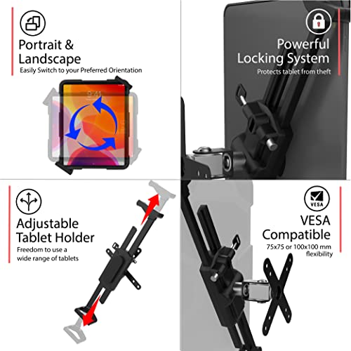 CTA Digital Security Wall Mount – CTA Security VESA & Wall Mount for iPad 10th Gen 10.9" - iPad 7/8/9 Gen 10.2” - iPad Pro 11” - iPad mini - Surface Pro 8 - Surface Go 3 - Galaxy Tab A 10.1” - Black (PAD-SVWMB) - Image 3