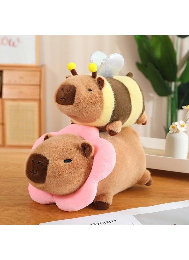 Generic - Bee Toast Transformation Lie Prone Kapibala Capybara Plush Doll Products Toast Capybara Door-Color:Pink Flower-Transformation Capybara-Height:35cm 0.5kg - Image 1