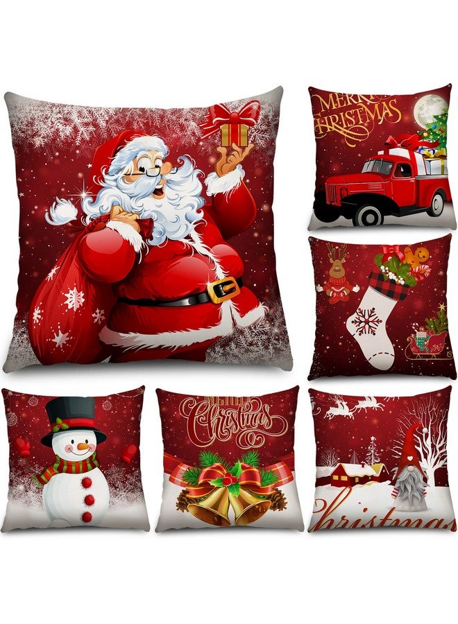 Tatuo 6 Pcs Christmas Pillow Covers Cushion Covers Decoration Holiday Decor Throw Pillow Case for Sofa Couch Christmas Office Bedroom Decorations(18 x 18 in,Funny Style) - Image 1