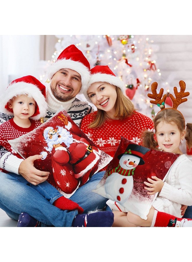 Tatuo 6 Pcs Christmas Pillow Covers Cushion Covers Decoration Holiday Decor Throw Pillow Case for Sofa Couch Christmas Office Bedroom Decorations(18 x 18 in,Funny Style) - Image 2