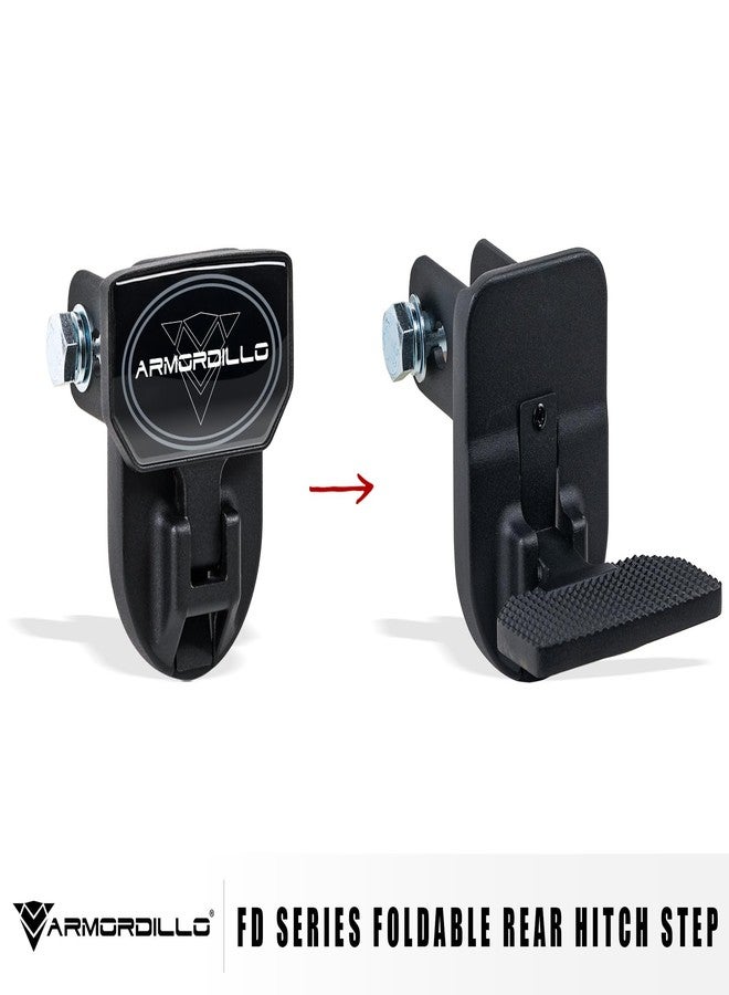 Armordillo FD Series 5" Foldable Rear Hitch Step|Compatible for Class 3 Trailer Hitch 2" Receiver|Hitch Step Bar|Folding Fold-Up Rear Step|8724545|Matte Black|Steel|Universal - Image 2