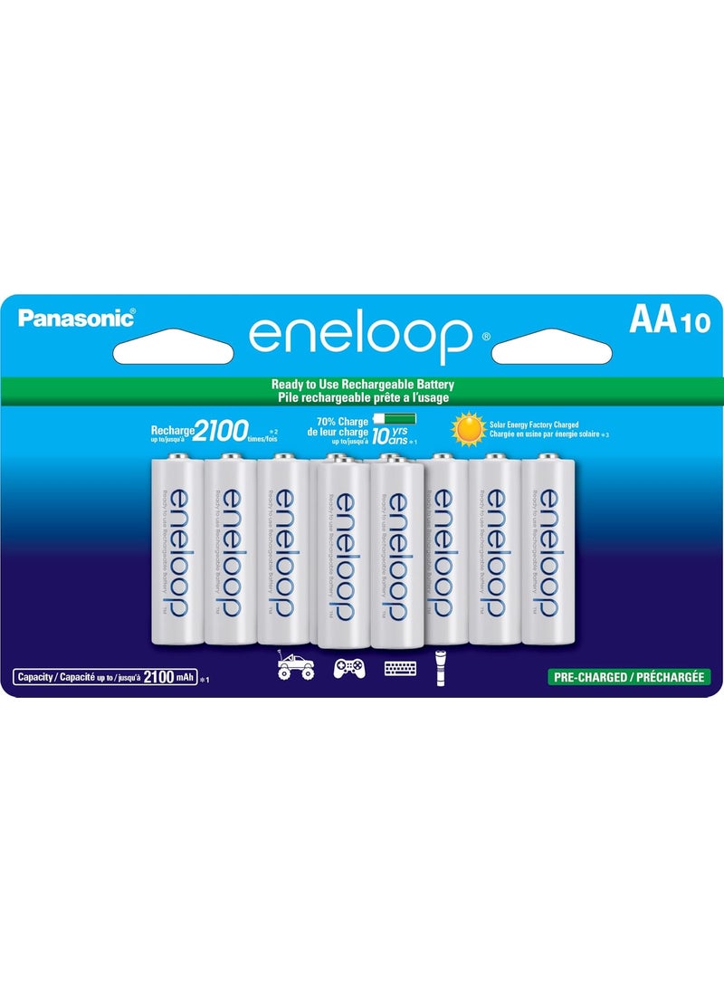 eneloop Eneloop Panasonic BK3MCCA10FA AA 2100 Cycle NiMH PreCharged Rechargeable Batteries 10Battery Pack  - Image 1