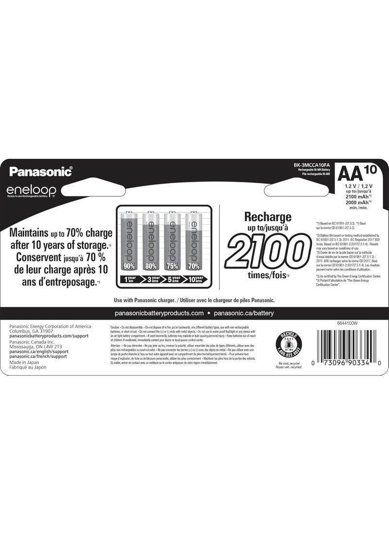 eneloop Eneloop Panasonic BK3MCCA10FA AA 2100 Cycle NiMH PreCharged Rechargeable Batteries 10Battery Pack  - Image 2