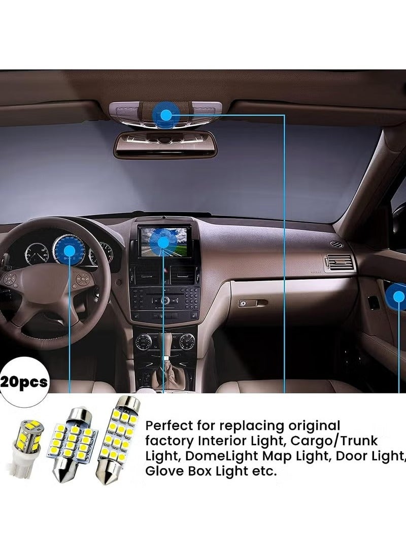 Generic 20-piece LED car light bulb kit, T10 31mm 42mm, LED colored light bulb, suitable for replacing car interior lights, indoor map ceiling lights, and trunk LED lights (white)  - Image 3