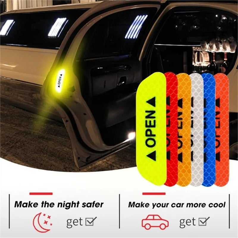 80sets Reflective Car Door Sticker Safety Warning Stickers Reflector Tape Decal Accessories Exterior(Red) - Image 3