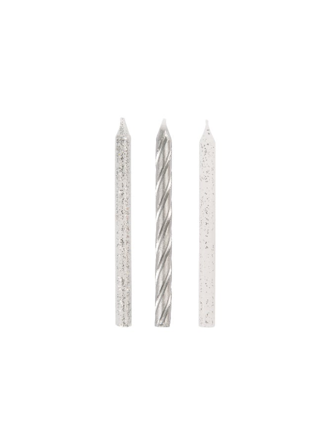 Unique Silver Glitter Spiral Birthday Candles - Pack Of 24 - Image 2