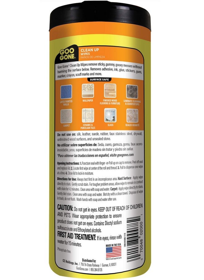 Goo Gone Clean Up Wipes Adhesive Remover - 24 Count - Removes Adhesive Residue Labels Stickers Crayon Tree Sap Gum Masking Tape Glue And More  - Image 2