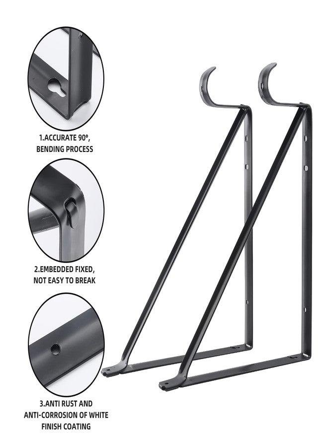 HOME MASTER HARDWARE Heavy Duty Closet Shelf Rod Brackets 10 Pack,Wall Mounted Closet Shelves Support Brace with Hook,10-3/4 in Black Bracket with Screws - Image 3