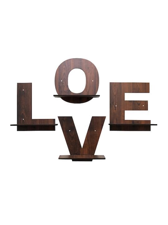 RHT Designer Wall Shelves for Home Decor Items Living Room Bedroom Wall Mount MDF Wooden Wall Shelf Pack of 4 PcsLove Decorative Wall Shelves - Image 1