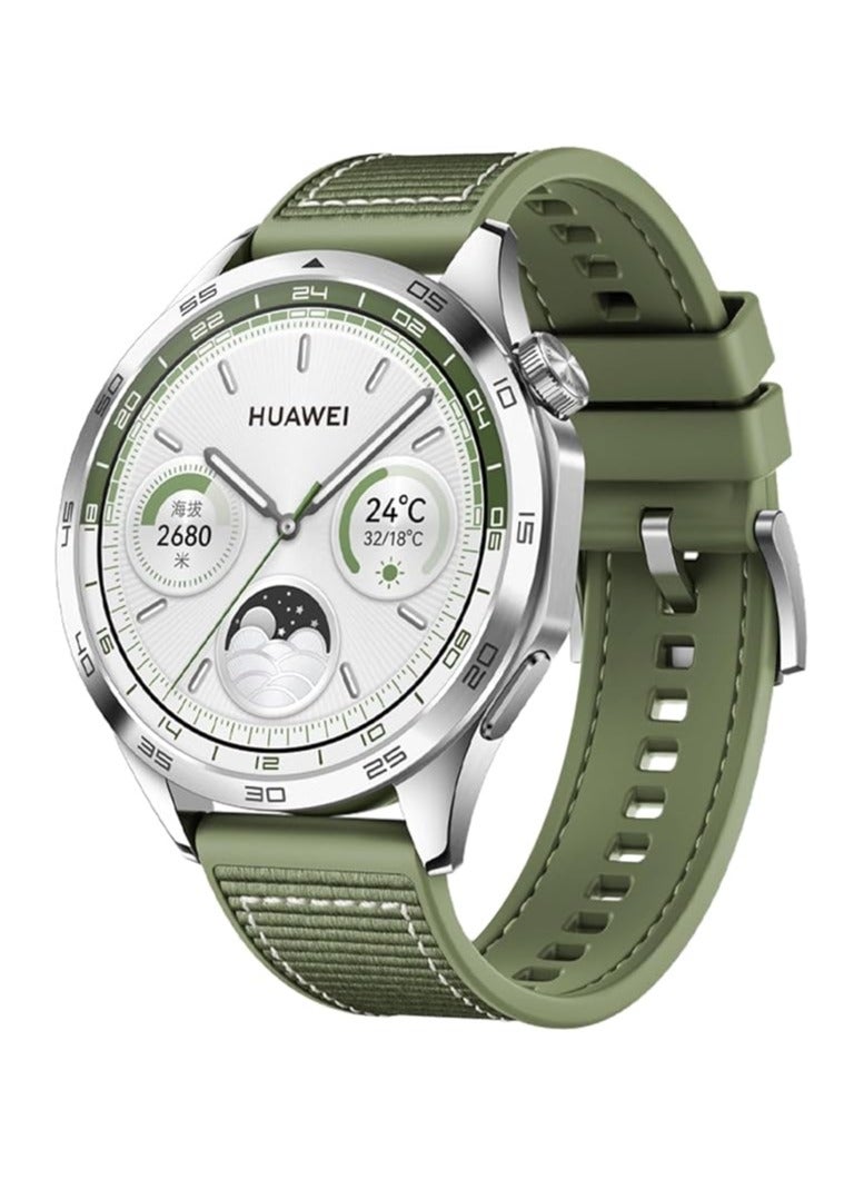أكاليكس حزام نايلون متوافق مع سوار المعصم البديل Huawei Watch GT4، حزام ساعة بديل من النايلون المضفر المصنوع من السيليكون مقاس 22 مم، متوافق مع Huawei Watch GT4/ GT3/ GT3 Pro مقاس 46 مم (أخضر) - Image 1