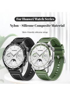 Generic Nylon Strap Compatible with Huawei Watch GT4 Replacement Wrist Band, 22mm Replacement Nylon Braided Silicone Composite Watch Strap, Compatible with Huawei Watch GT4/ GT3/ GT3 Pro 46mm (Green)  - Image 2