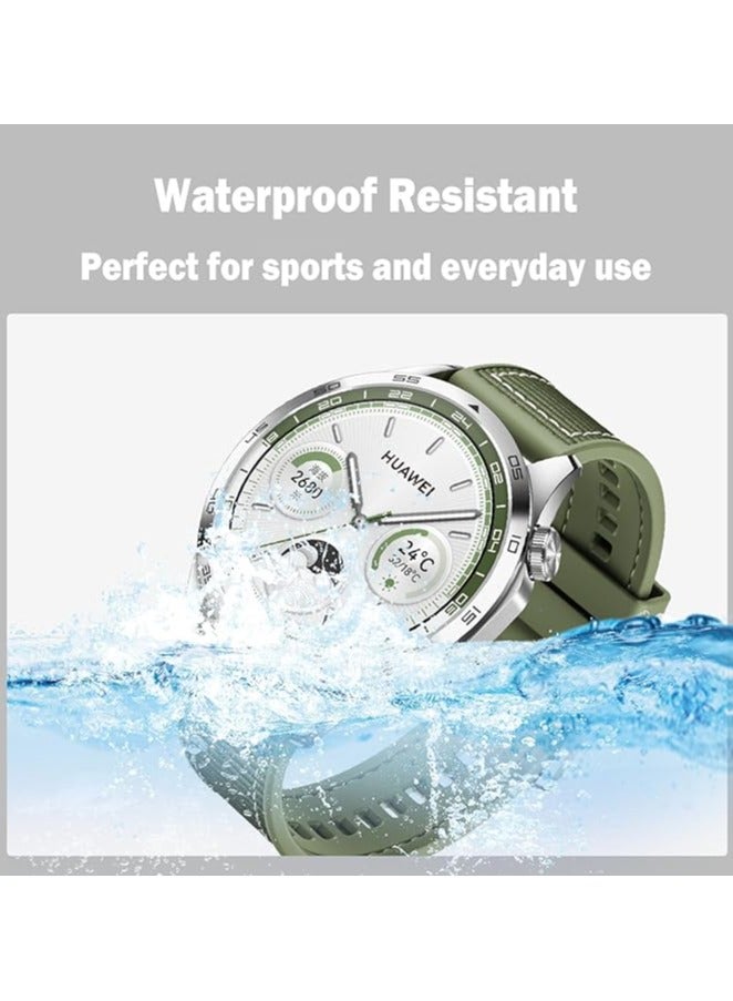 أكاليكس حزام نايلون متوافق مع سوار المعصم البديل Huawei Watch GT4، حزام ساعة بديل من النايلون المضفر المصنوع من السيليكون مقاس 22 مم، متوافق مع Huawei Watch GT4/ GT3/ GT3 Pro مقاس 46 مم (أخضر) - Image 3