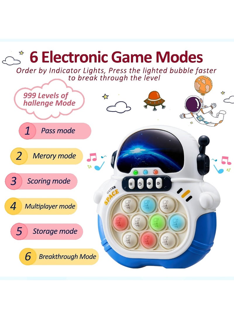 YALONG Electronic Quick Push Light Up Pop Game Fidget Toys with Music for Adults and Kids, Handheld Puzzle Game Sensory Toys, Machine Push Pop Bubble Fidget Sensory Toy Birthday Gifts for Boys Girls (Blue) - Image 3