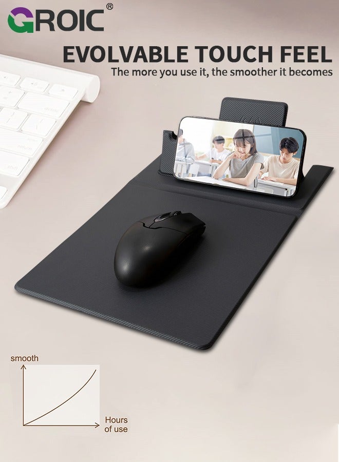 GROIC Black 5 in 1 Wireless Charging Station Mouse Pad for Apple Devices, Fast Charger Stand fits iPhone, Apple Watch Ultra SE 8 7 6 5 4 3 2, AirPods 3 2 Pro, Samsung Qi Phone - Image 3