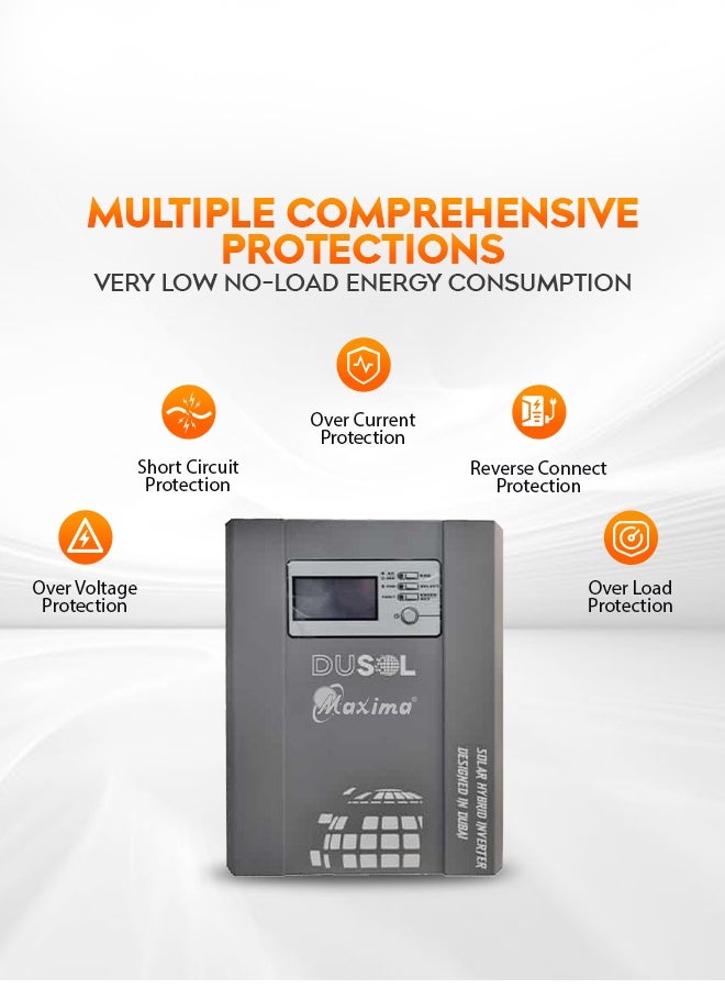 Maxima Dusol Bravo Solar 1.2K-M Inverter – High-Efficiency Solar Compatible Power Backup, Fast Charging, Reliable Performance for Home and Office Use - Image 3