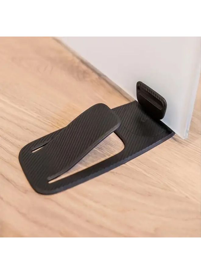 Black Door Stop And Damper Floor Mounted Dual Protection Prevent Door From Closing And Hitting - Image 3