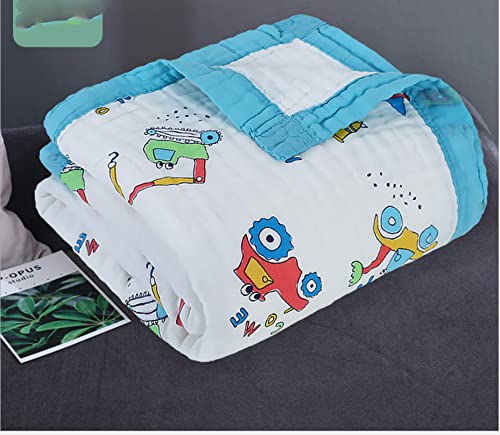MosQuick®- 100% Cotton 6 Layer Muslin Soft Blanket Ideal Baby Blanket for 0-5 Years Perfect New Born Baby Gifts. Premium Blanket for Kids 110cm x110 cm 0-4 Years - Construction Vehicles. - Image 3