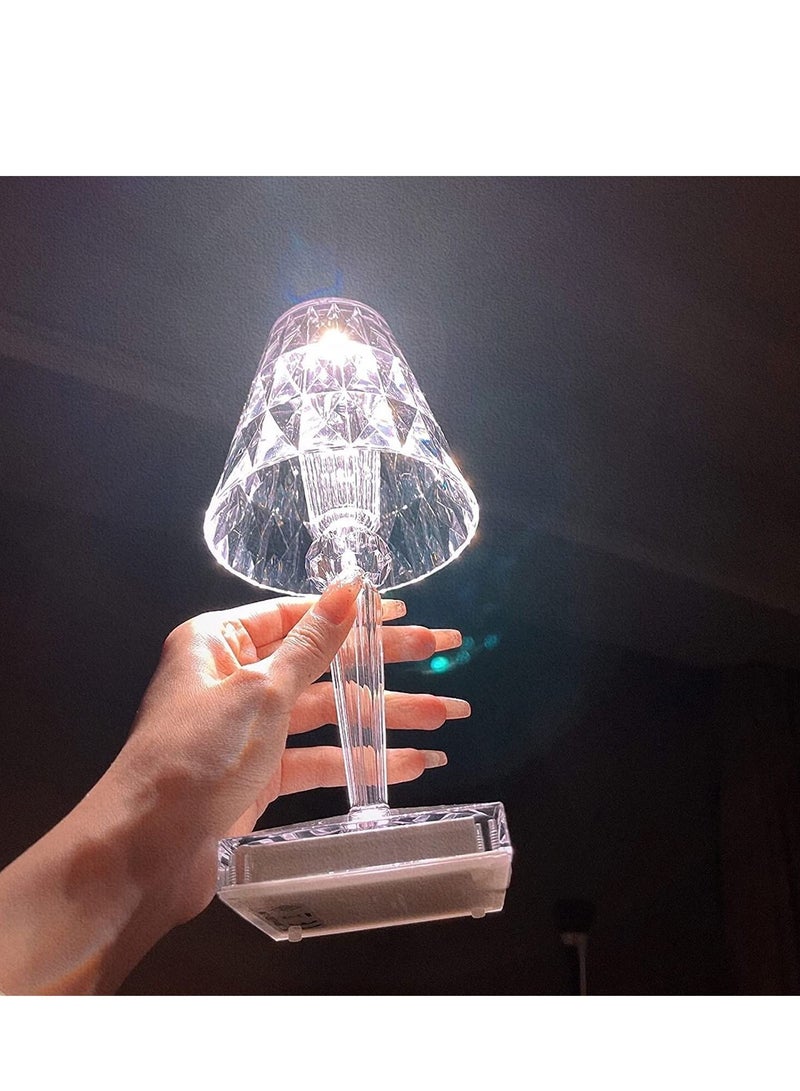 مصباح طاولة صغير بتحكم باللمس الكريستالي - إضاءة زخرفية بتغيير 3 ألوان LED لأجواء المكتب، مصابيح ماسية قابلة للتعتيم عبر USB لغرفة النوم، غرفة المعيشة، المطعم، البار، الزفاف، الحفلة (قابل للشحن عبر USB) - Image 5