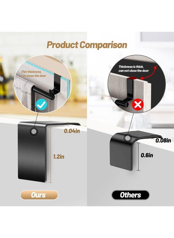 JZS 2 Pack Cabinet Door Towel Holder, Over Cabinet Towel Bar, Stainless Steel Dish Towel Holder for Cabinet Door Kicthen Towel Rack, Matte Black 23.5cm Wide - Image 4