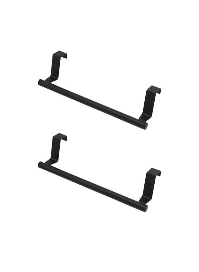 JZS 2 Pack Cabinet Door Towel Holder, Over Cabinet Towel Bar, Stainless Steel Dish Towel Holder for Cabinet Door Kicthen Towel Rack, Matte Black 23.5cm Wide - Image 1