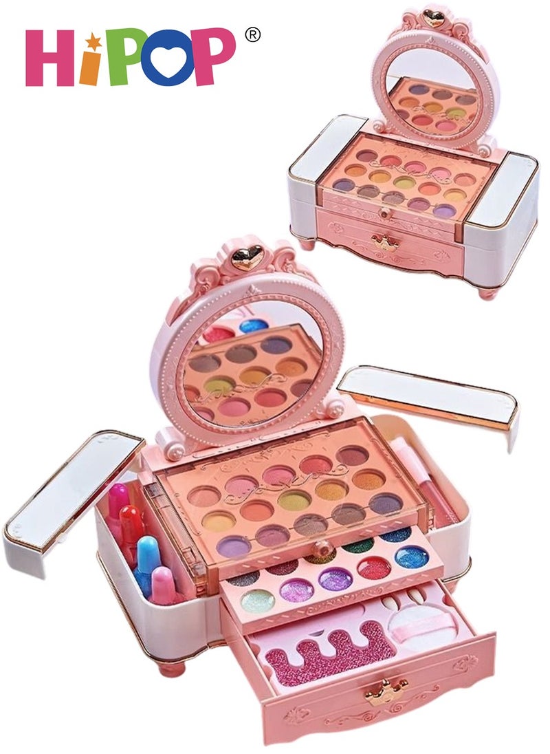 HIPOP Makeup Set for Kids,Portable Cosmetic Toys,Washable and Nontoxic,Girls Pretend Play Toy  - Image 1
