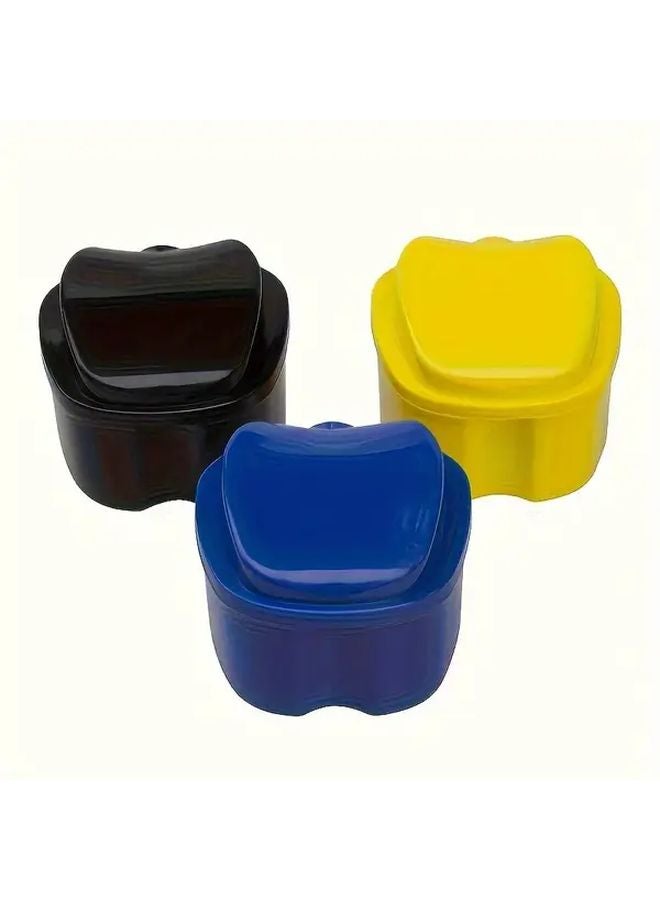 Yellow Denture Cleaning Box With Mesh Basket Filter Oral Care Storage Case - Image 5