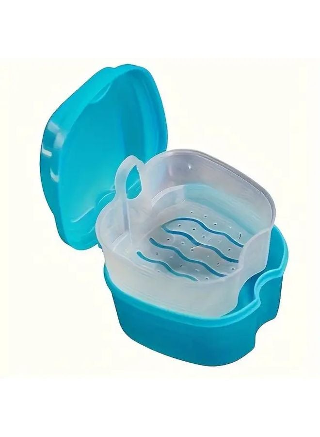 Yellow Denture Cleaning Box With Mesh Basket Filter Oral Care Storage Case - Image 2