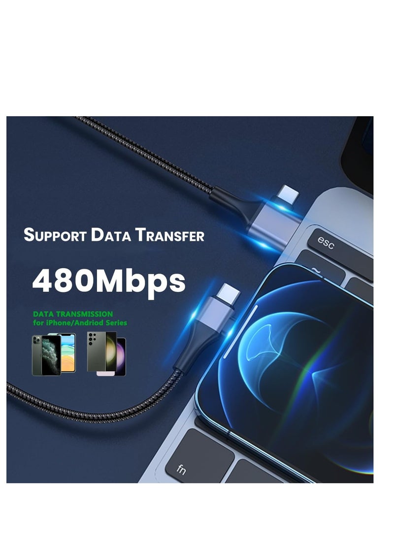 Excefore USB C Cable, 4 in 1 Universal USB Cable, 6ft Travel Charger Cord, Fast Charging Cord PD Type C to C Male to Male, with 480Mbps Data Transfer, Universal Charging Cable for Phone, Computer - Image 3