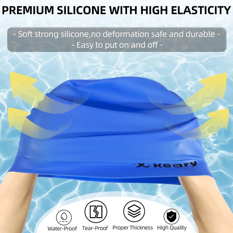 Keary Extra Large Swim Cap for Braids and Dreadlocks Extensions Weaves Long Hair, Waterproof Silicone Cover Ear Bath Pool Shower Swimming Cap for Adult Youth to Keep Hair Dry, Easy to Put On and Off - Image 5