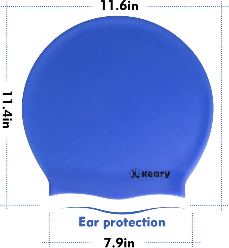 Keary Extra Large Swim Cap for Braids and Dreadlocks Extensions Weaves Long Hair, Waterproof Silicone Cover Ear Bath Pool Shower Swimming Cap for Adult Youth to Keep Hair Dry, Easy to Put On and Off - Image 2
