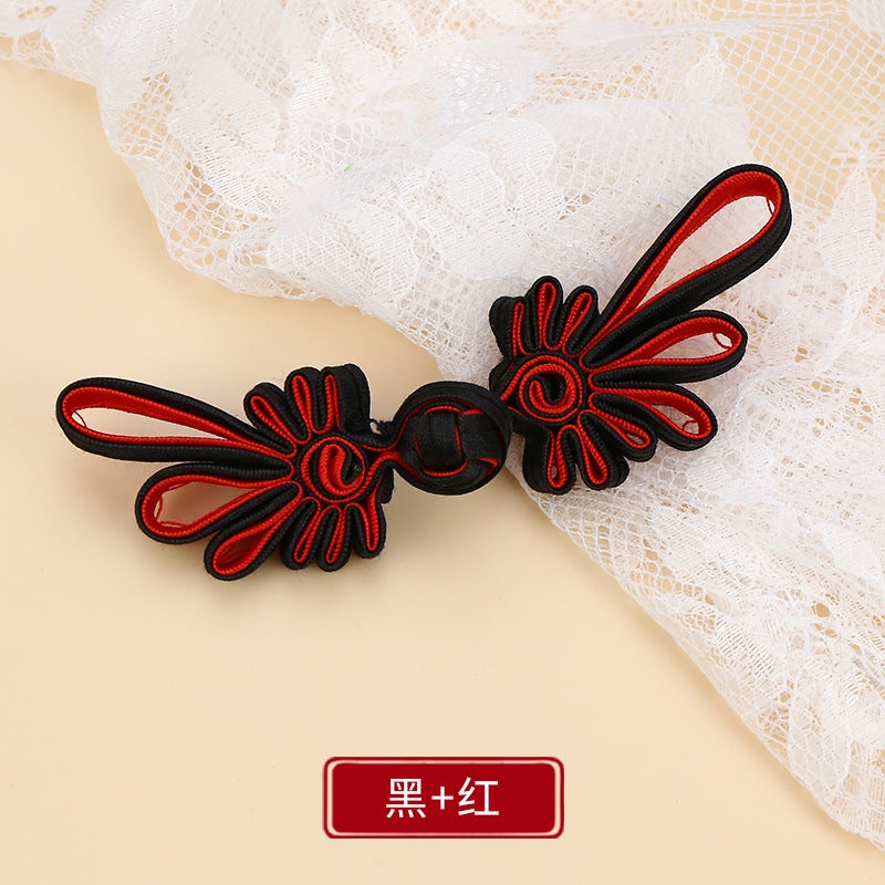 Button Button Long Tail Chrysanthemum Chinese Handmade Cheongsam Top Buckle Traditional Ethnic Style Tang Suit Vintage Button Black + red * buckle about 10cm