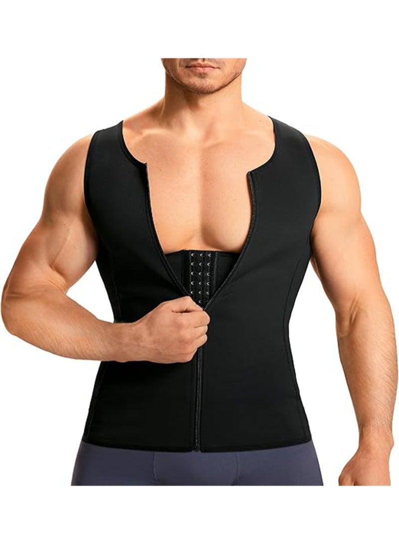 Apustim Men's Sports Shaper，Slimming Body Shaping Compression Zipper Vest，Tight Belly Control Belt for Sports，Exercise （Black） - Image 1