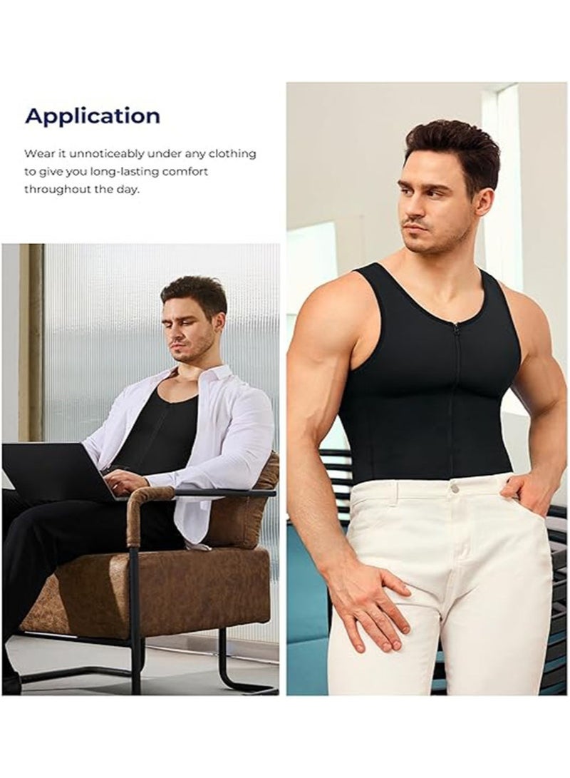 Apustim Men's Sports Shaper，Slimming Body Shaping Compression Zipper Vest，Tight Belly Control Belt for Sports，Exercise （Black） - Image 5