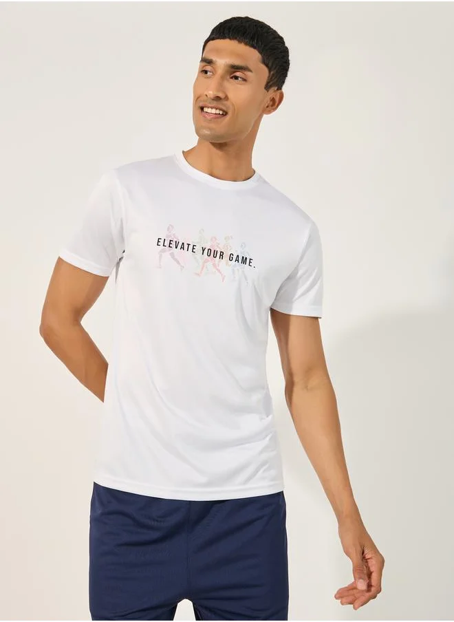 Styli Slogan Print Short Sleeve Running T-Shirt