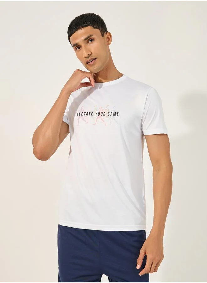 Styli Slogan Print Short Sleeve Running T-Shirt