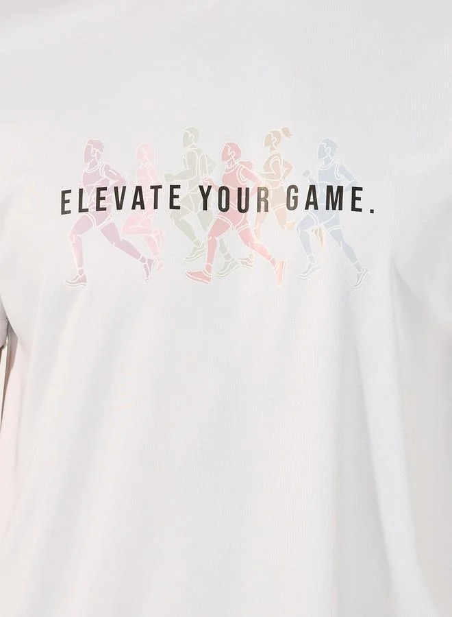Styli Slogan Print Short Sleeve Running T-Shirt