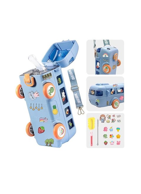 Children'S Water Bottle In The Shape Of A Bus, 500 Ml, For Boys And Girls, Blue Color | 1 Blue Bus-Shaped Water Bottle