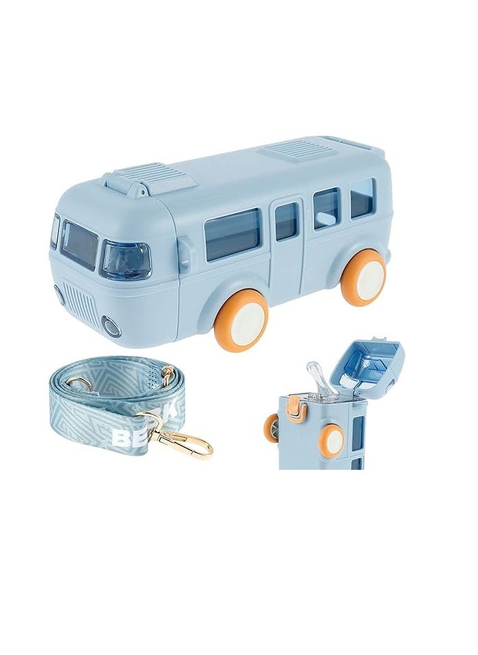 Children'S Water Bottle In The Shape Of A Bus, 500 Ml, For Boys And Girls, Blue Color | 1 Blue Bus-Shaped Water Bottle