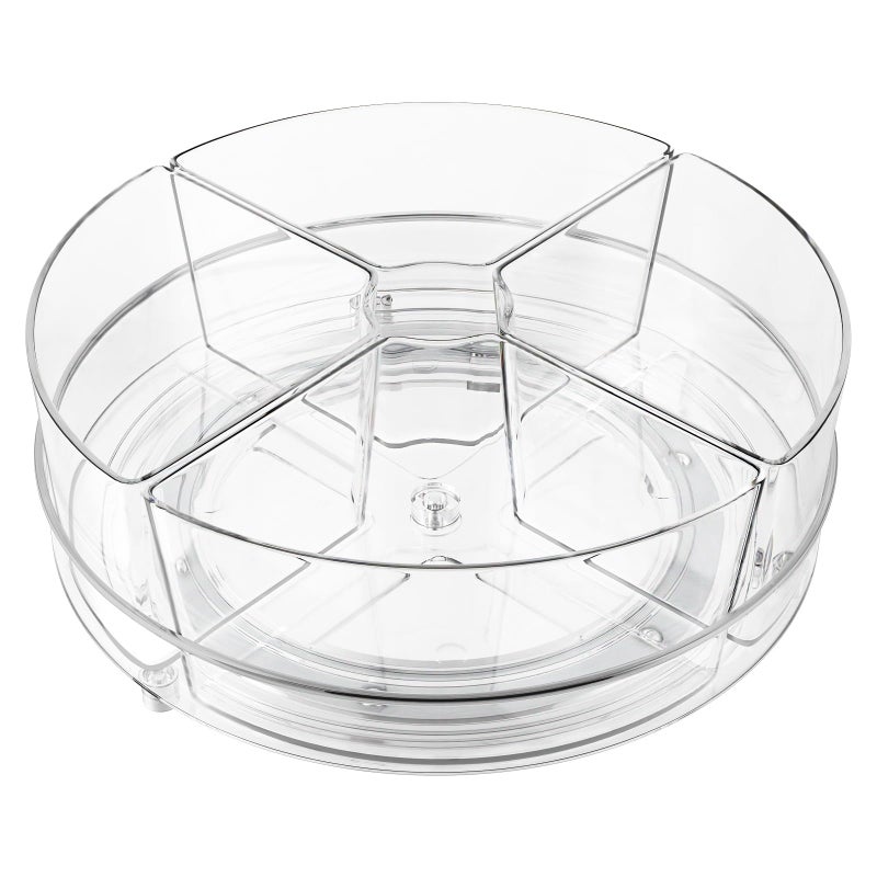 Slow Slog Lazy Susan Organizer, 9 inch Lazy Susan Turntable Organizer with 4 Removable-Bins, Rotating Storage Organizer for Fridge, Kitchen, Vanity, Cabinet - Image 1